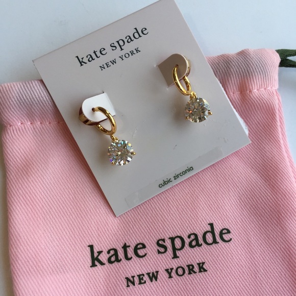 🆕 Kate Spade Cubic Zirconia Prong Huggie Earrings - Picture 2 of 7